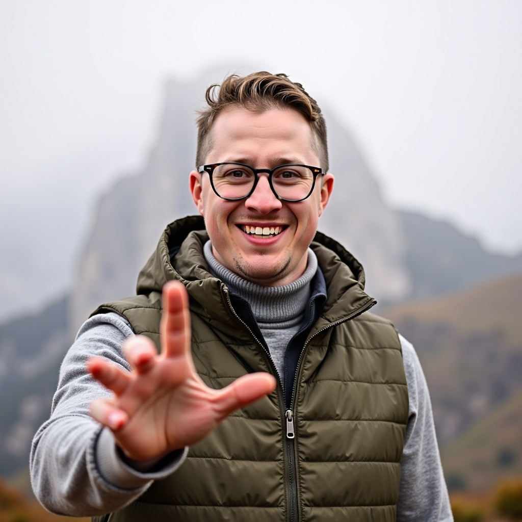 Outdoor candid headshot of Dr Connor Robertson smiling in greenery