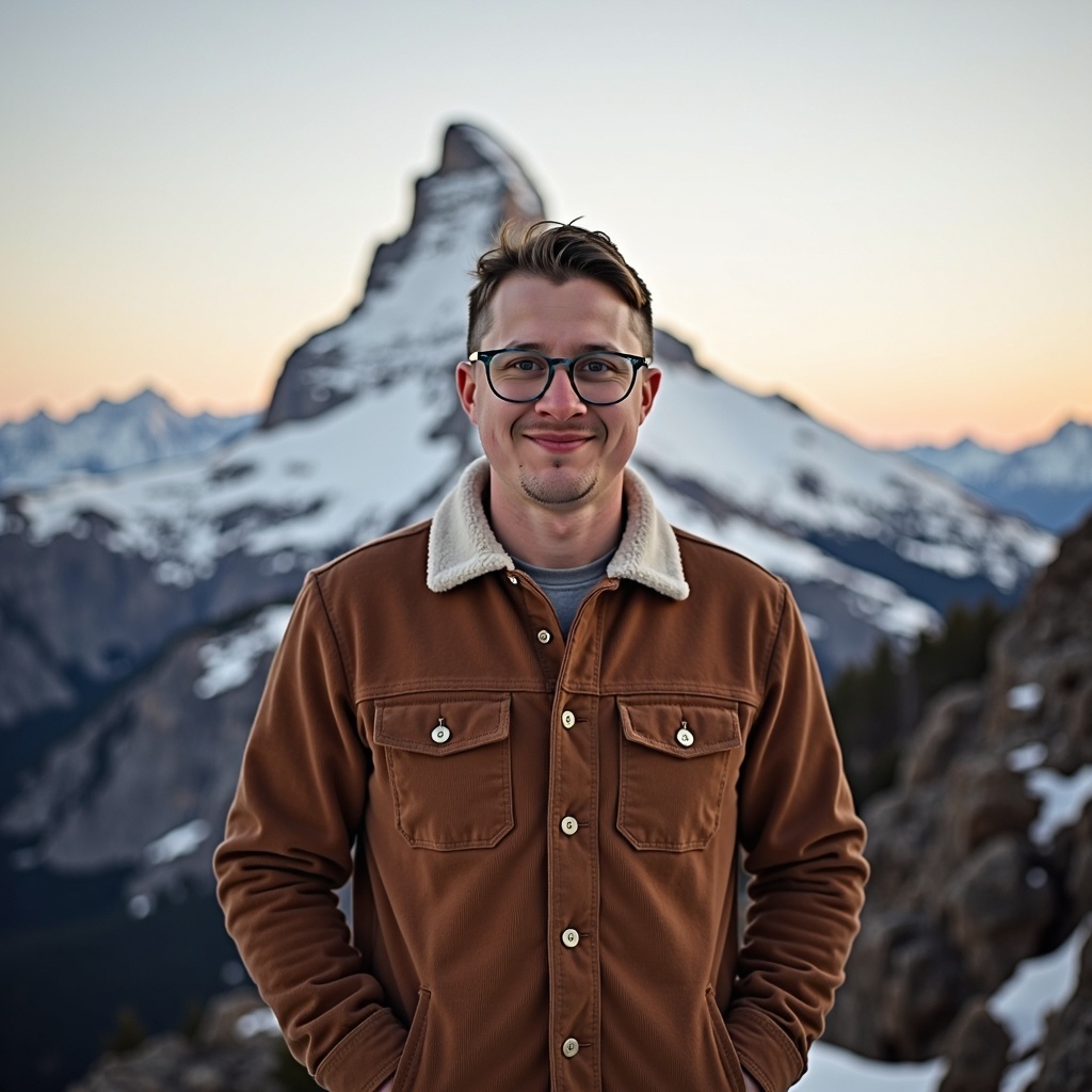 Outdoor headshot of Dr Connor Robertson smiling with greenery backdrop