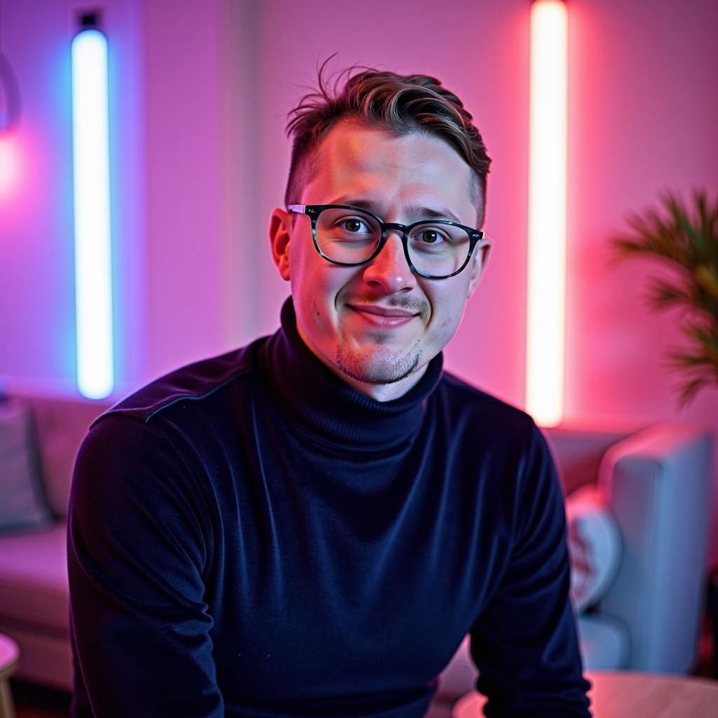 Outdoor candid headshot of Dr Connor Robertson with greenery background