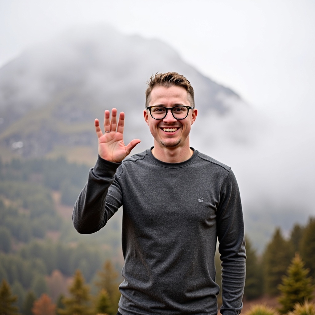 Outdoor casual portrait of Dr Connor Robertson with trees in background