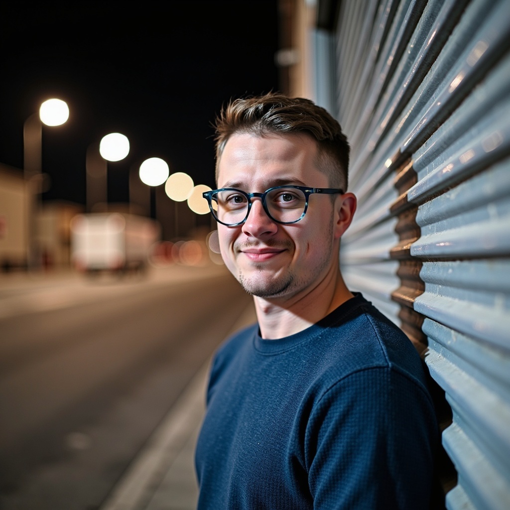 Outdoor daylight headshot of Dr Connor Robertson smiling brightly