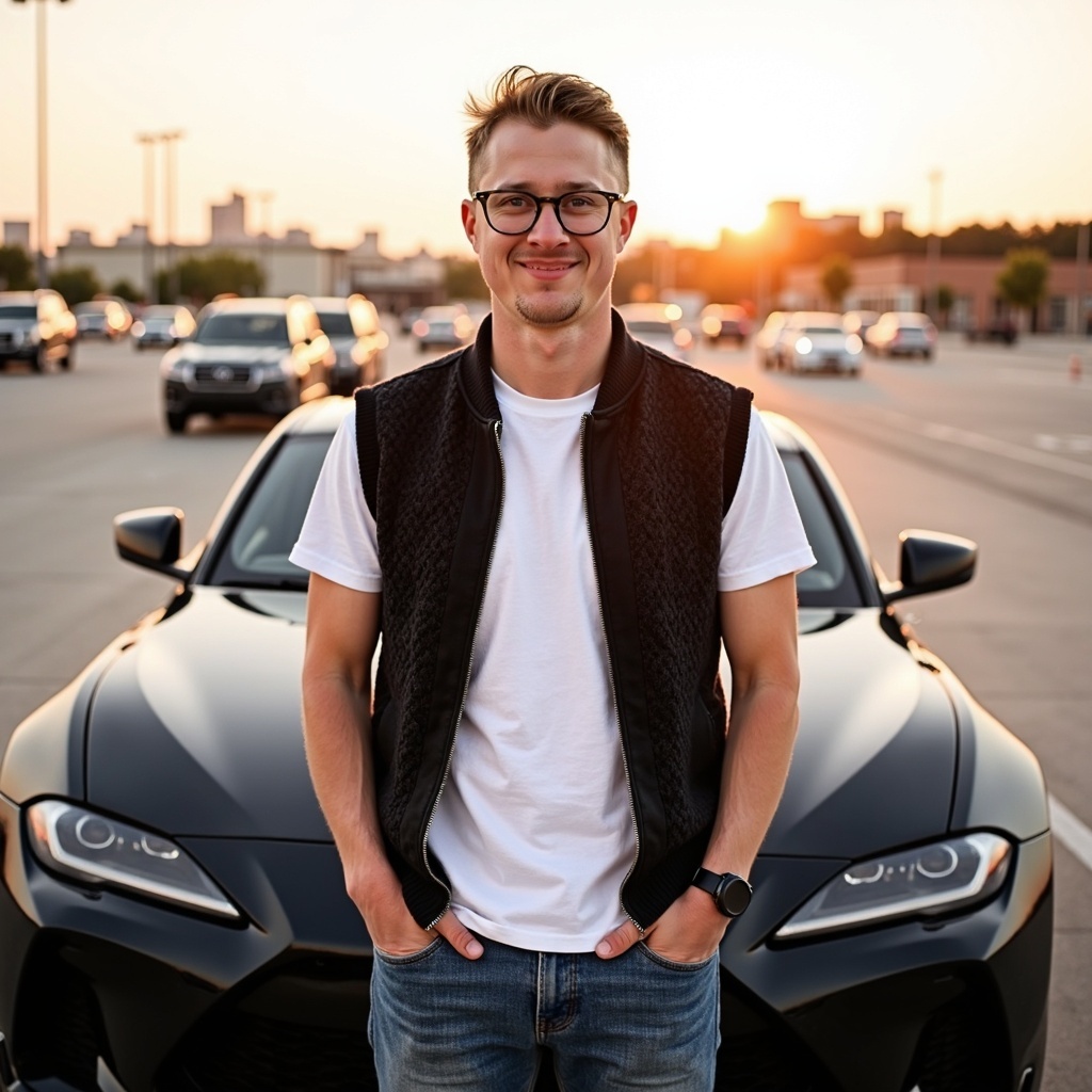Outdoor portrait of Dr Connor Robertson smiling confidently