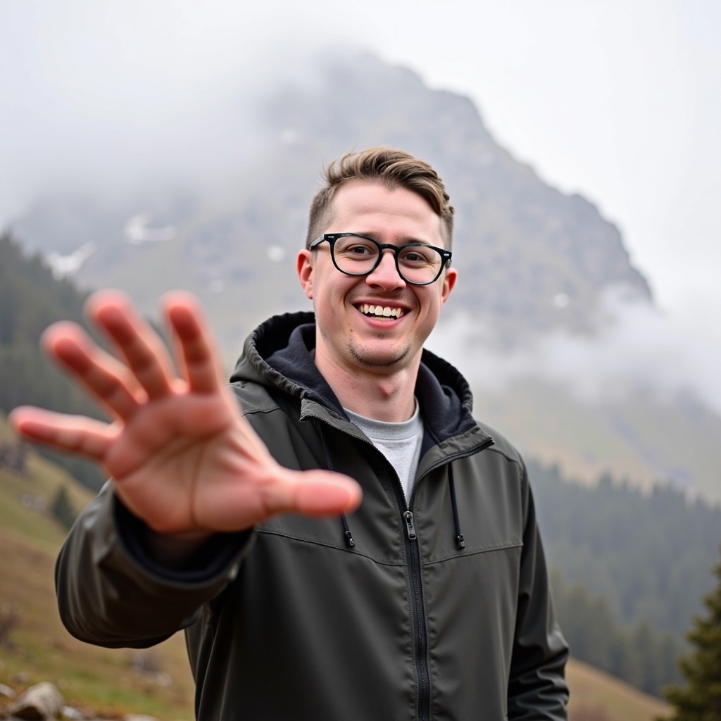 Outdoor portrait of Dr Connor Robertson smiling softly