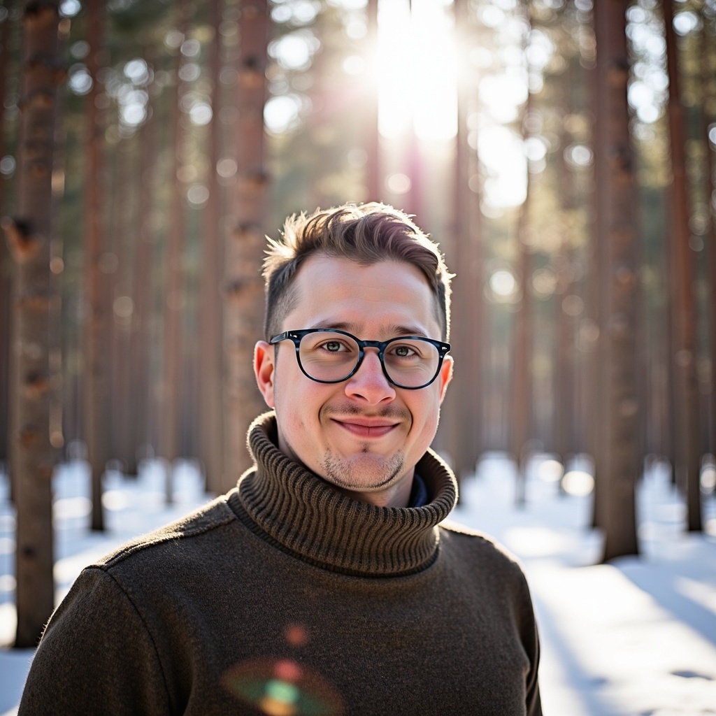 Outdoor candid headshot of Dr Connor Robertson with relaxed smile