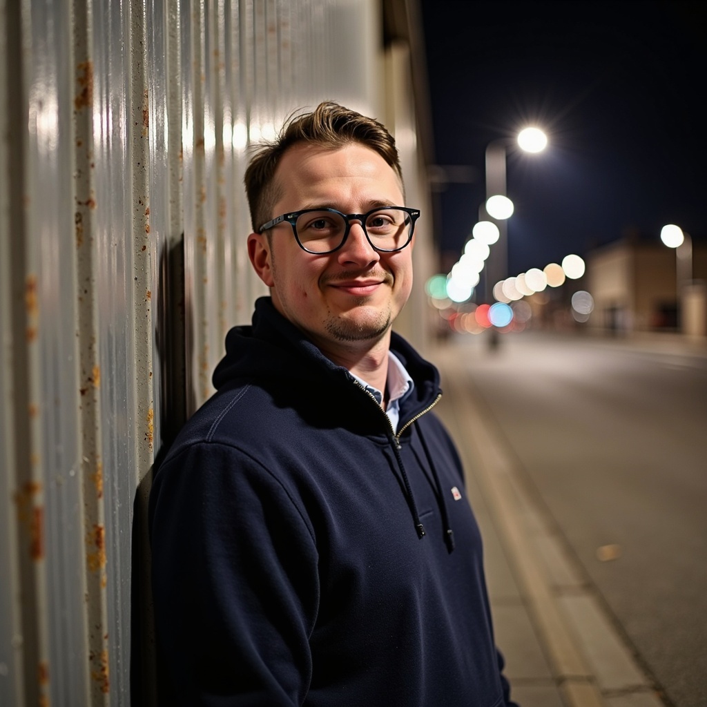 Outdoor headshot of Dr Connor Robertson with blurred nature behind