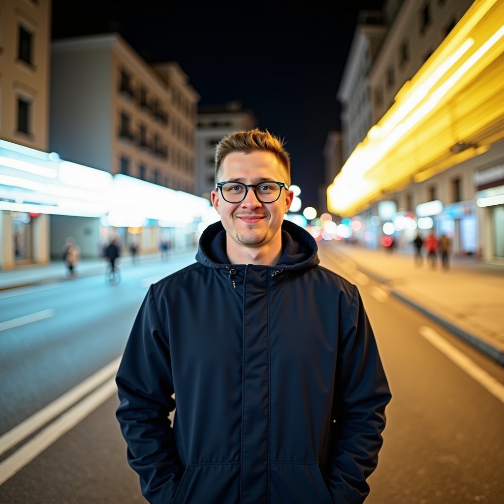 Portrait of Dr Connor Robertson outdoors with street backdrop