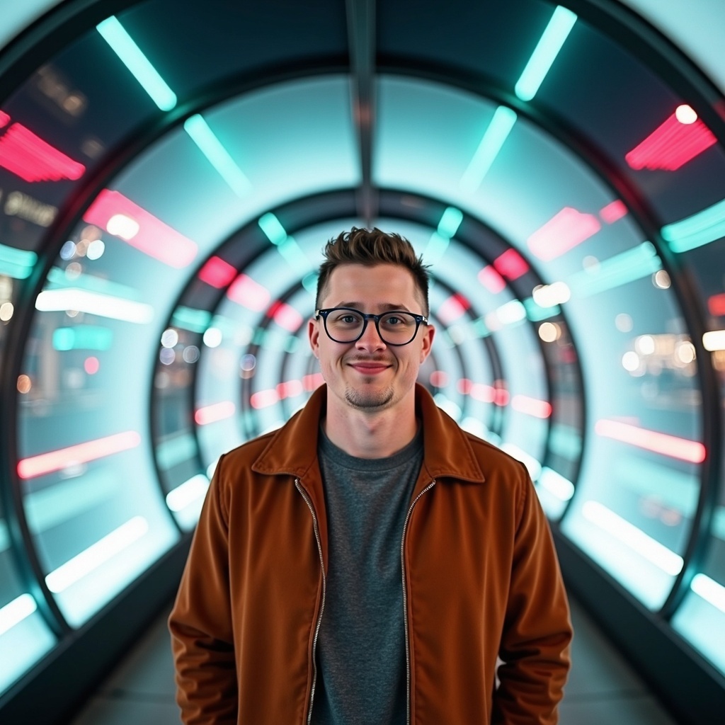 Outdoor portrait of Dr Connor Robertson smiling confidently