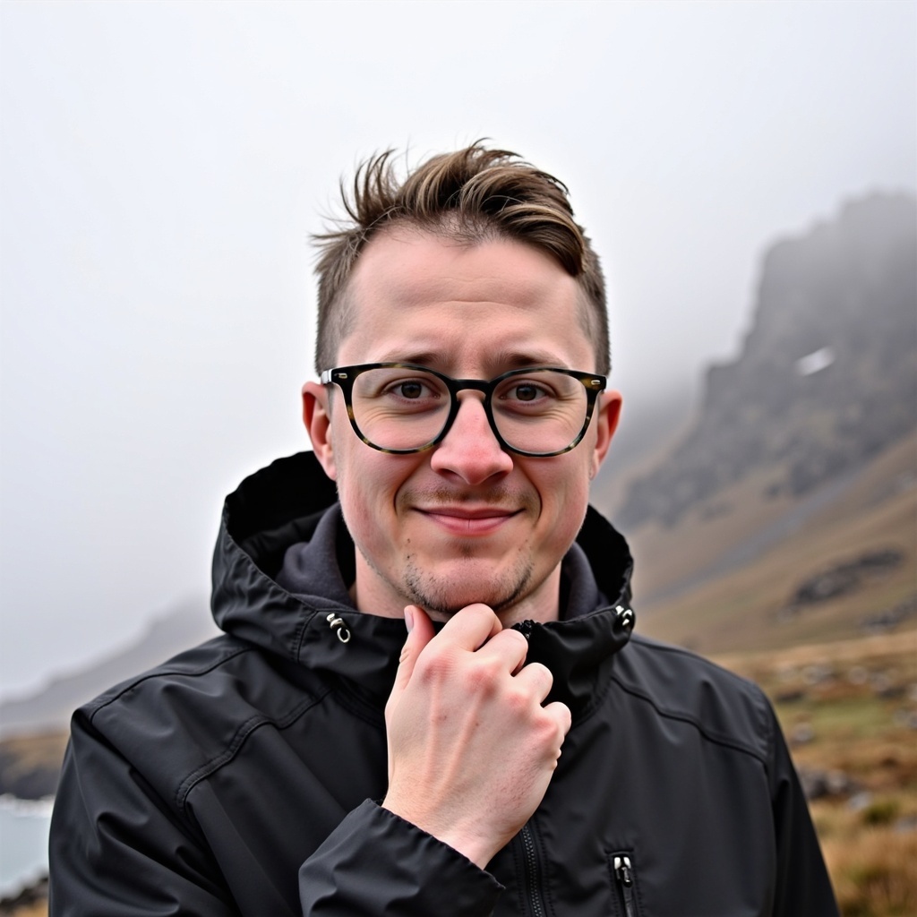 Friendly outdoor portrait of Dr Connor Robertson with natural background