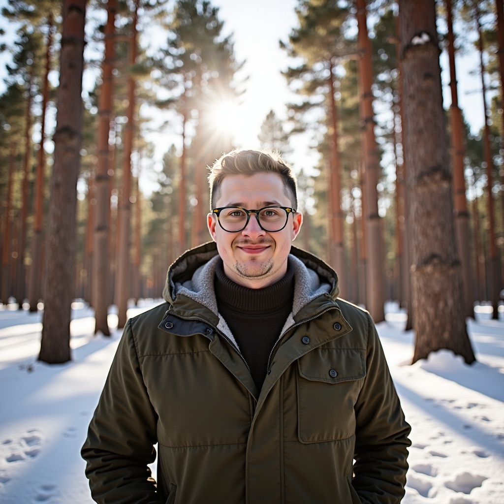 Outdoor candid headshot of Dr Connor Robertson smiling confidently